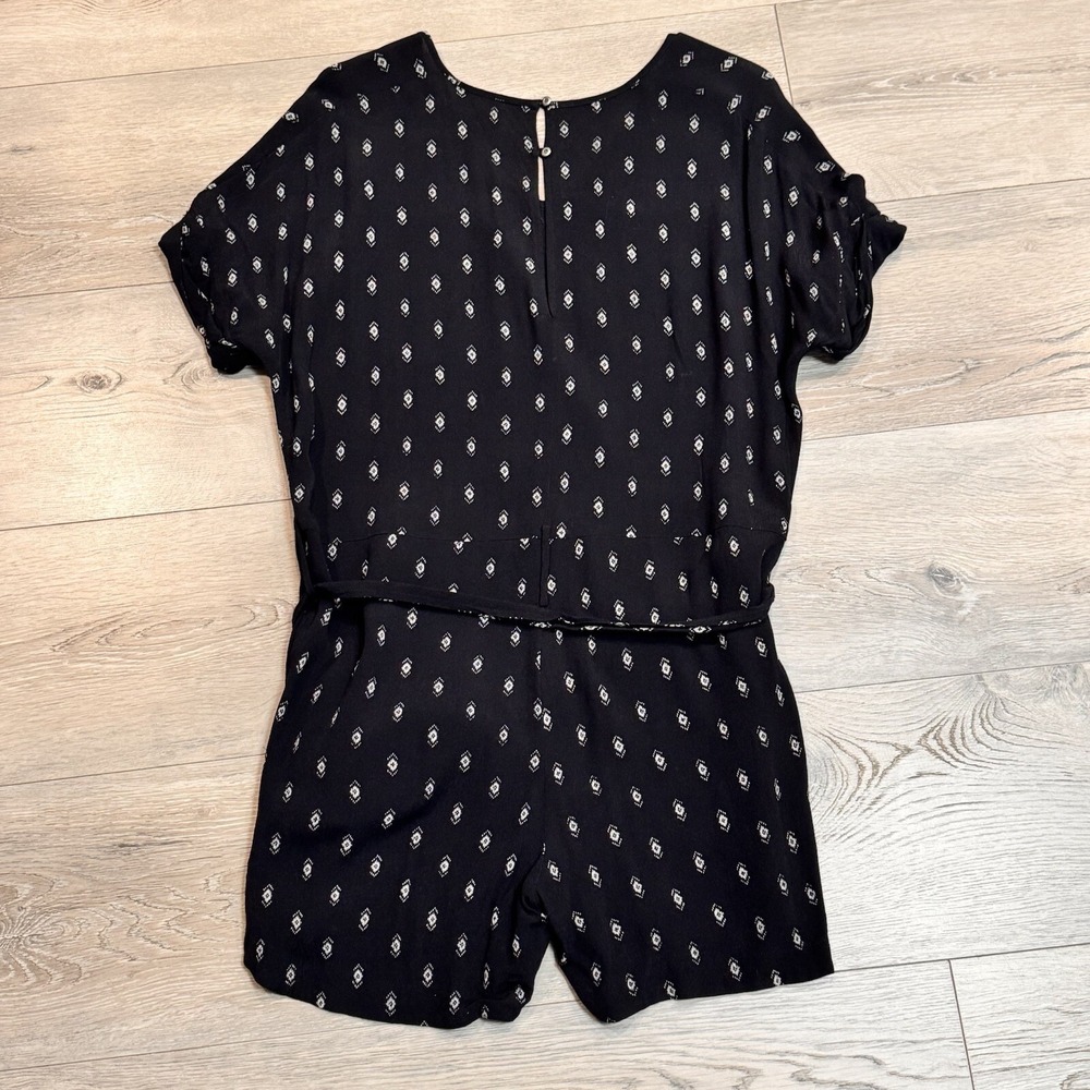 Madewell Womens Romper Short Size XSmall XS Perimeter in Diamond Stitch Black